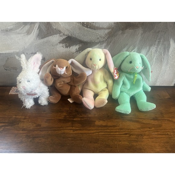 Ty Other - Ty Beanie Babies Bunny Rabbit Set Of 4-Hippie, Nibble, Hippity, Ears- New W Tags